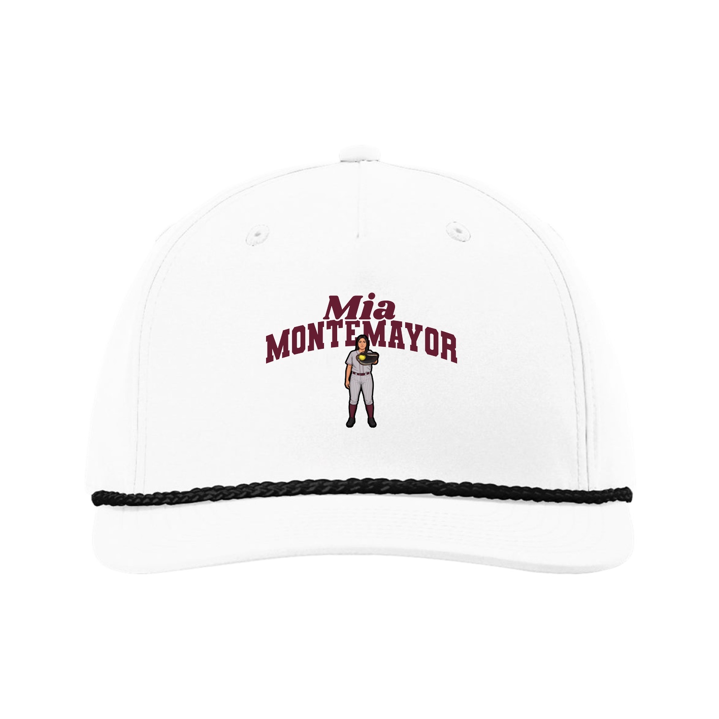 Five-Panel Classic Rope Cap — Signature Arch in White