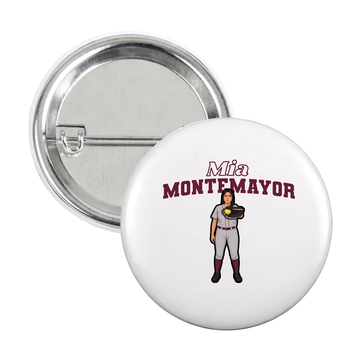 Game Day Button — Name Arch in White
