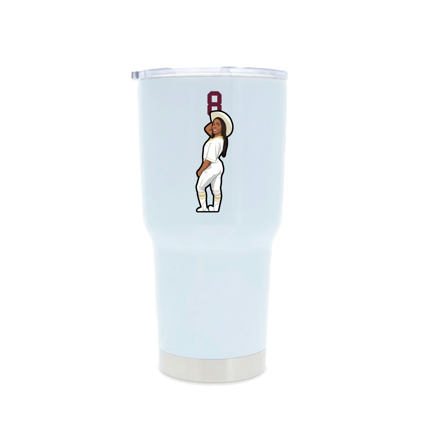 30oz Stainless Steel Tumbler — Number Top in White