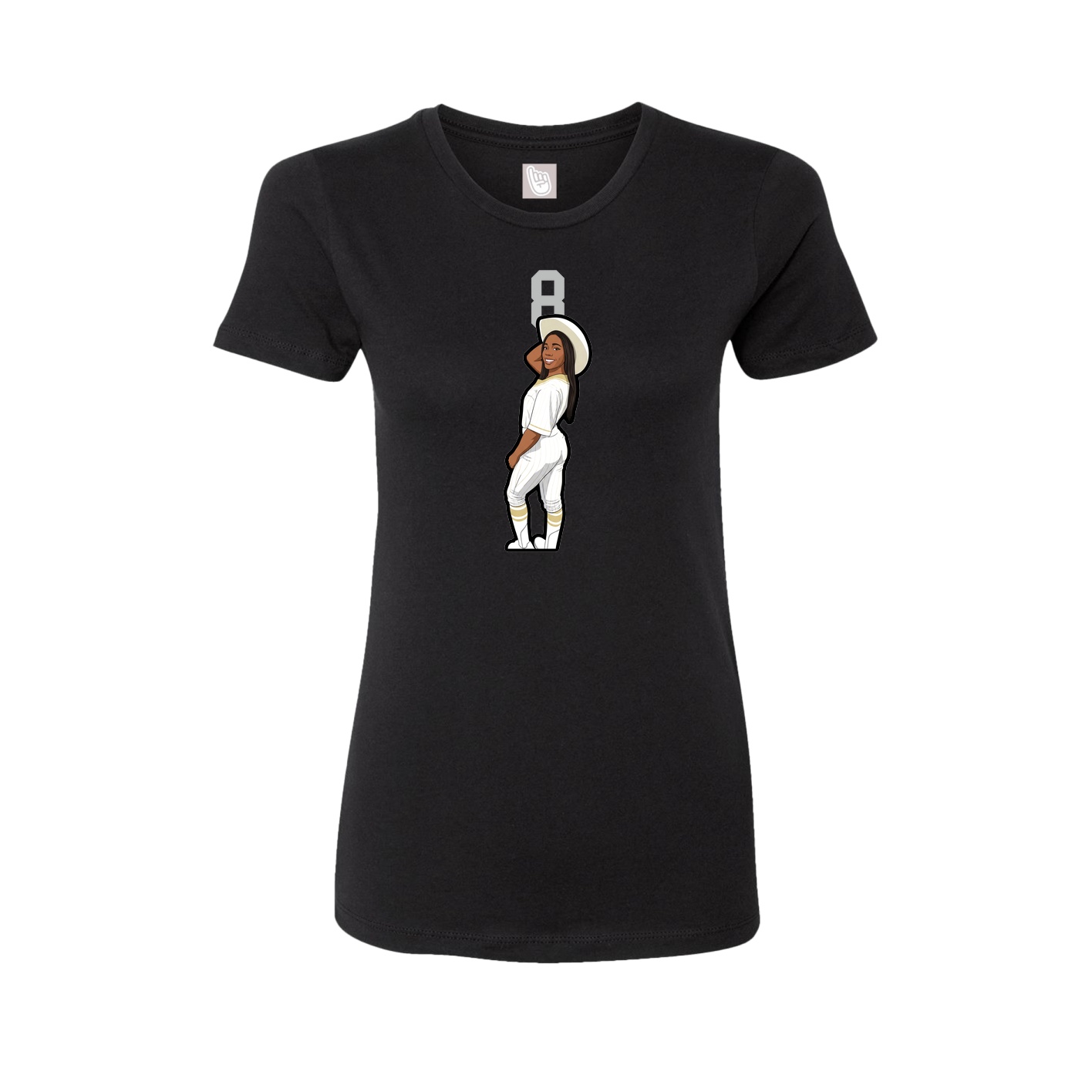 Fitted Women's Tee — Number Top in Black