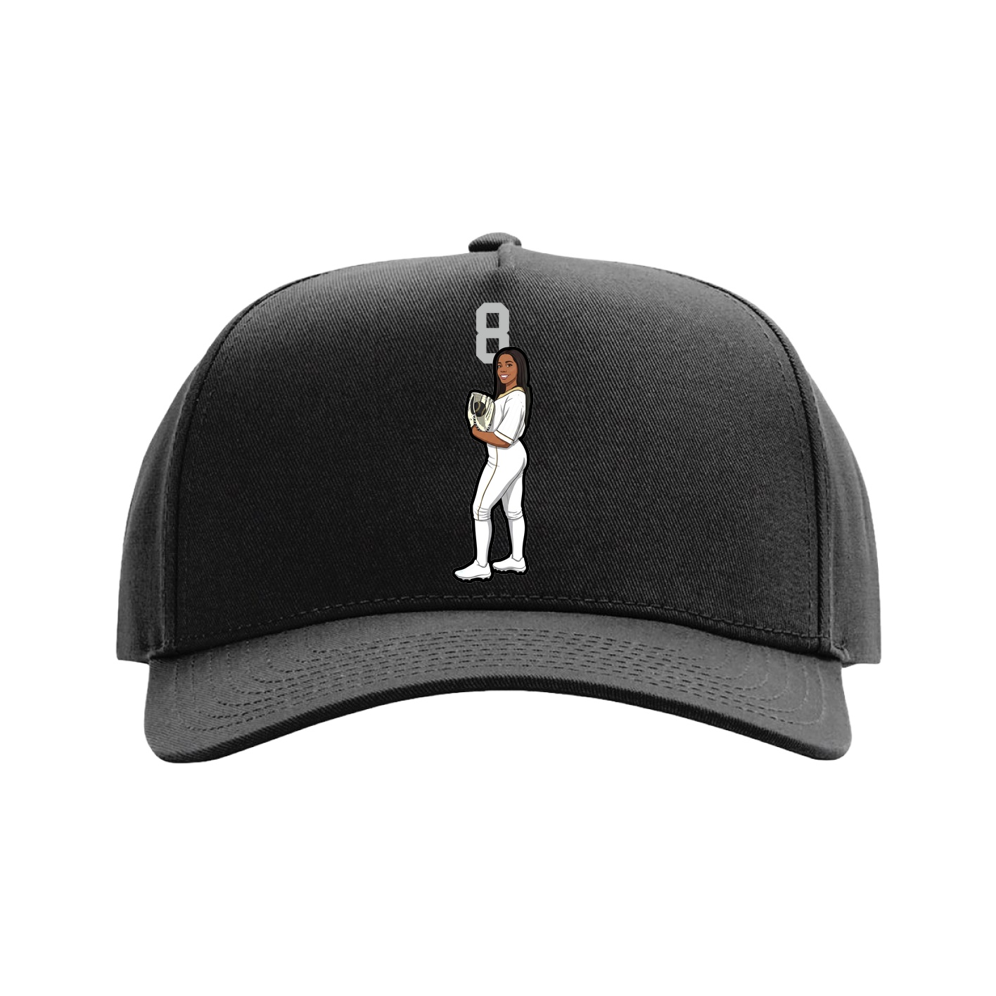 Full Fabric Five-Panel Champ Cap — Number Top in Black