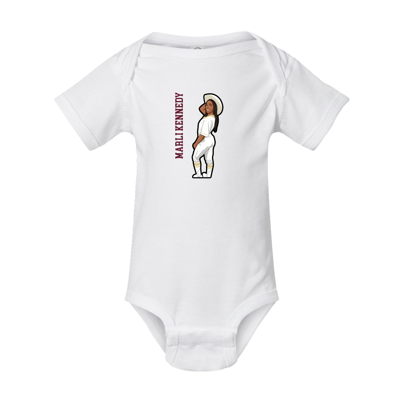 Baby Onesie — Name Vertical in White
