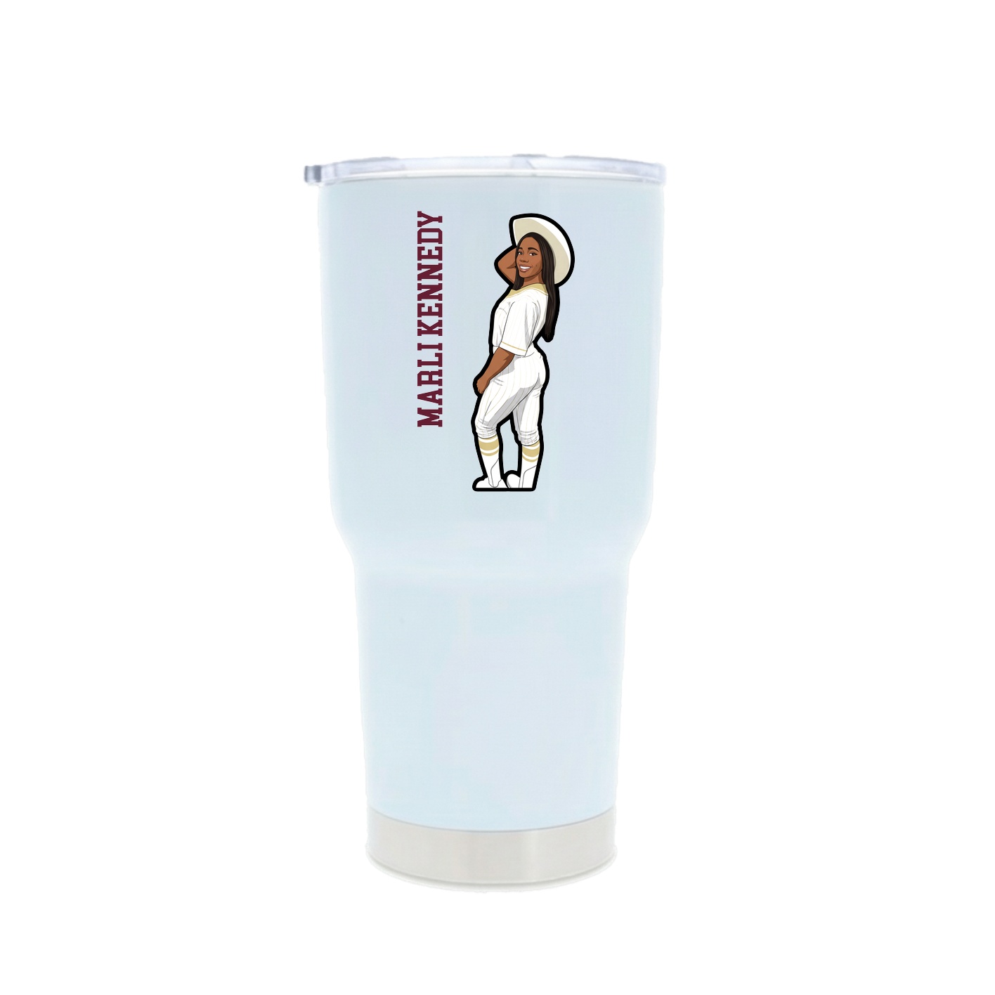 30oz Stainless Steel Tumbler — Name Vertical in White