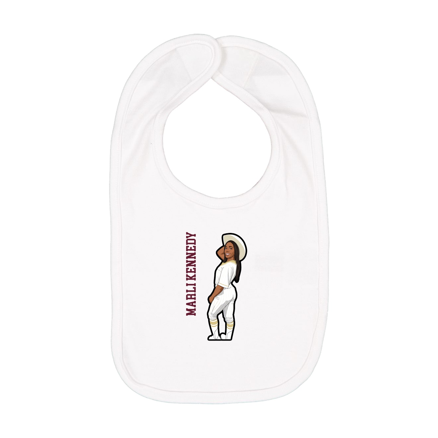 Infant Bib — Name Vertical in White