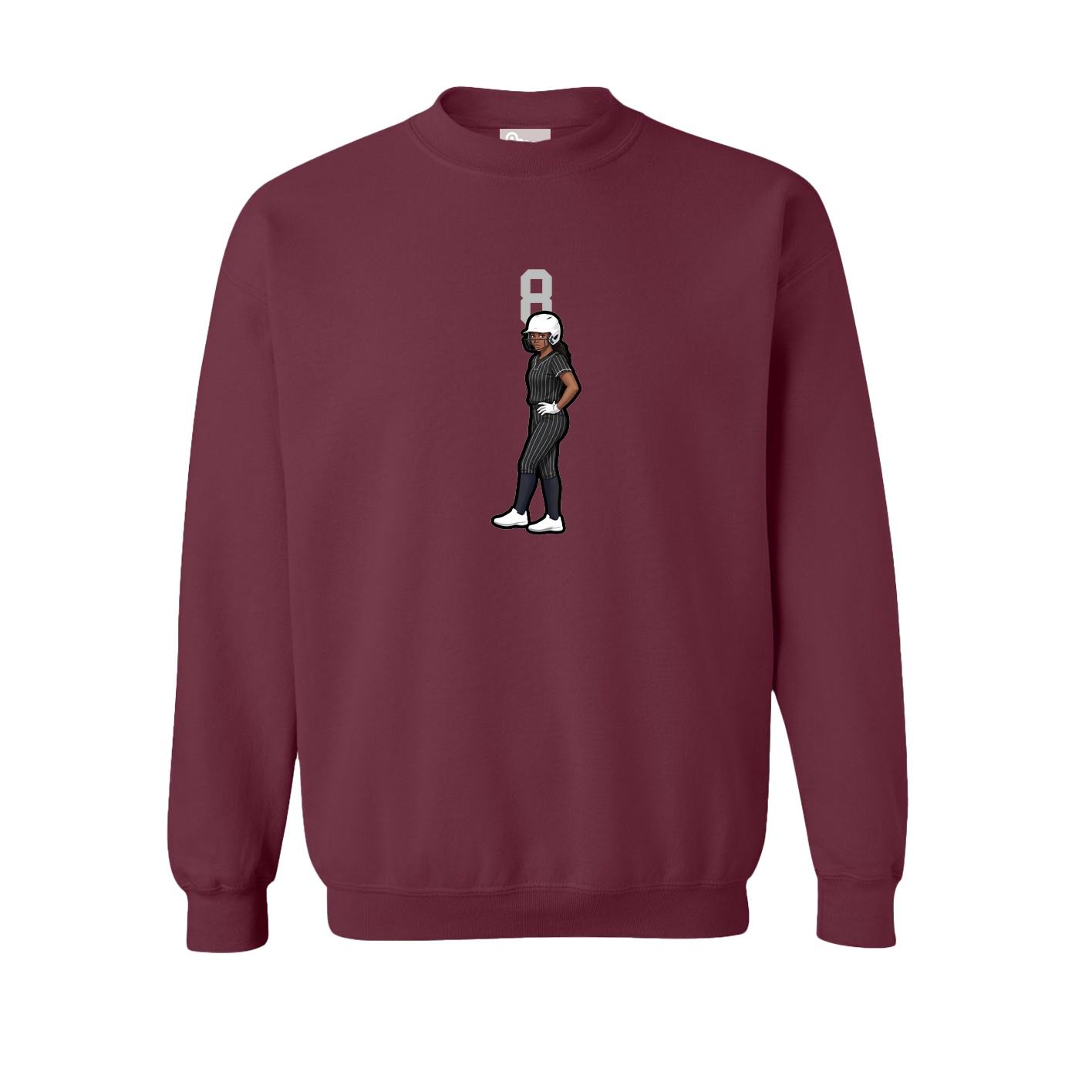 Fleece Crew — Number Top in Maroon