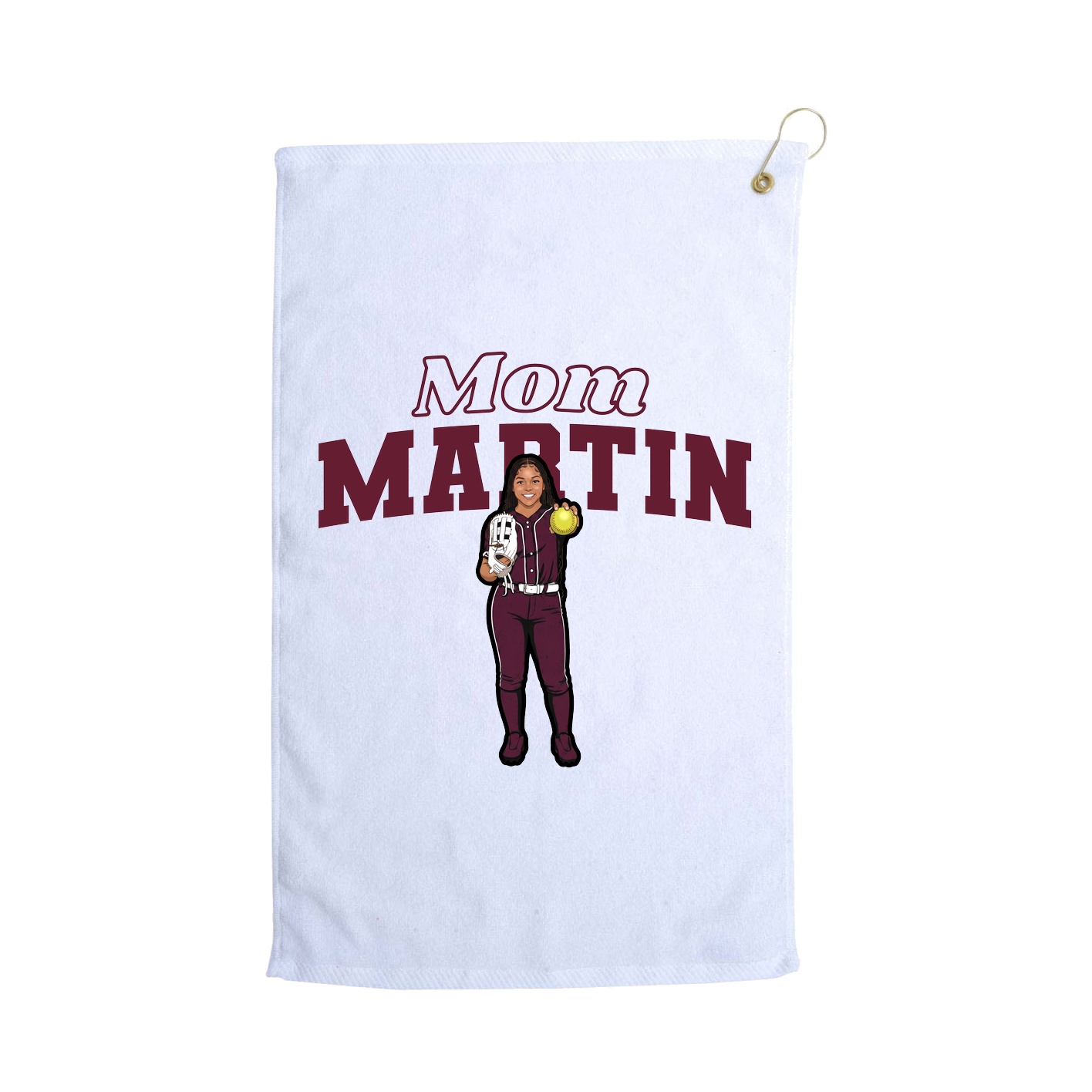 Golf Towel — Mothers Day Block in White