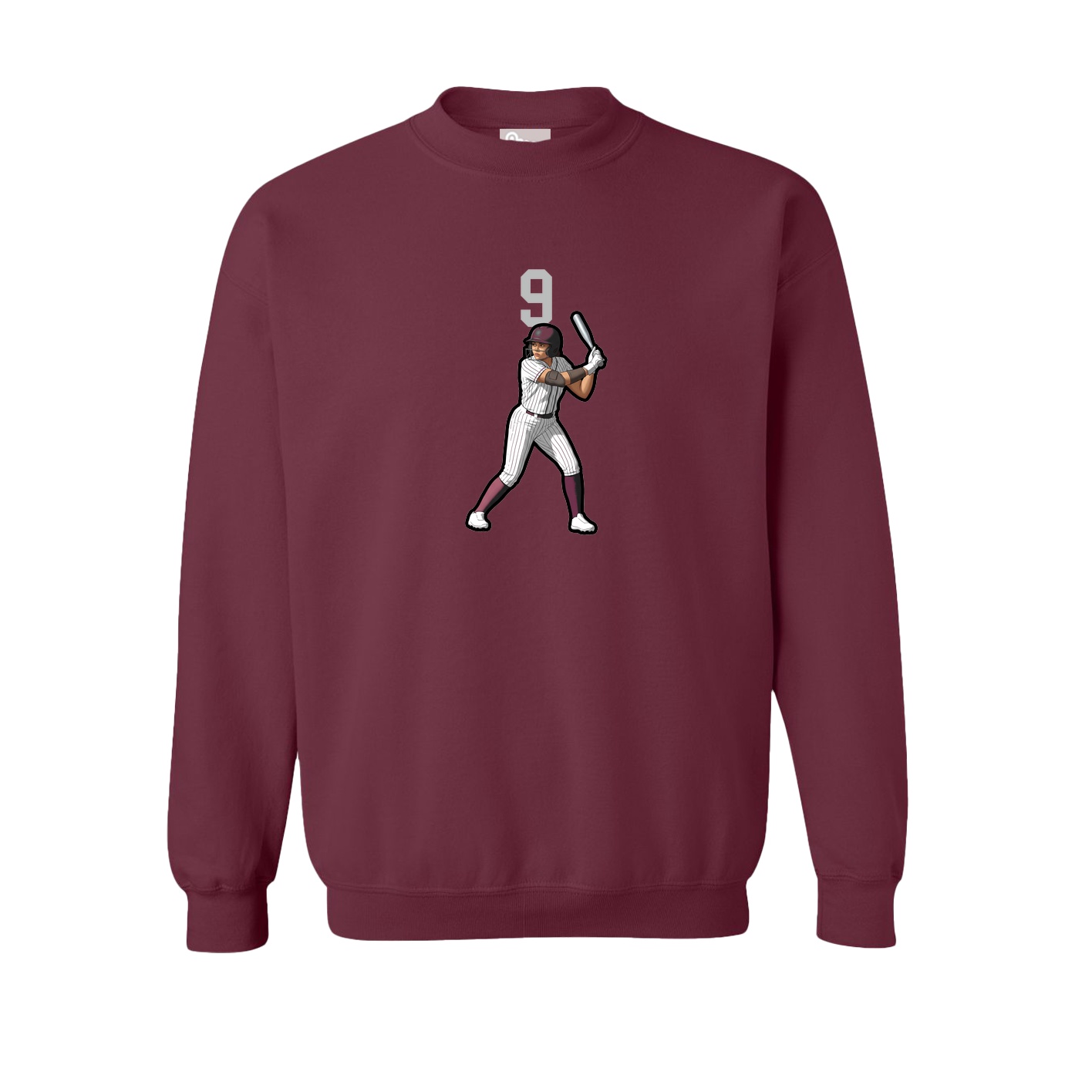 Fleece Crew — Number Top in Maroon