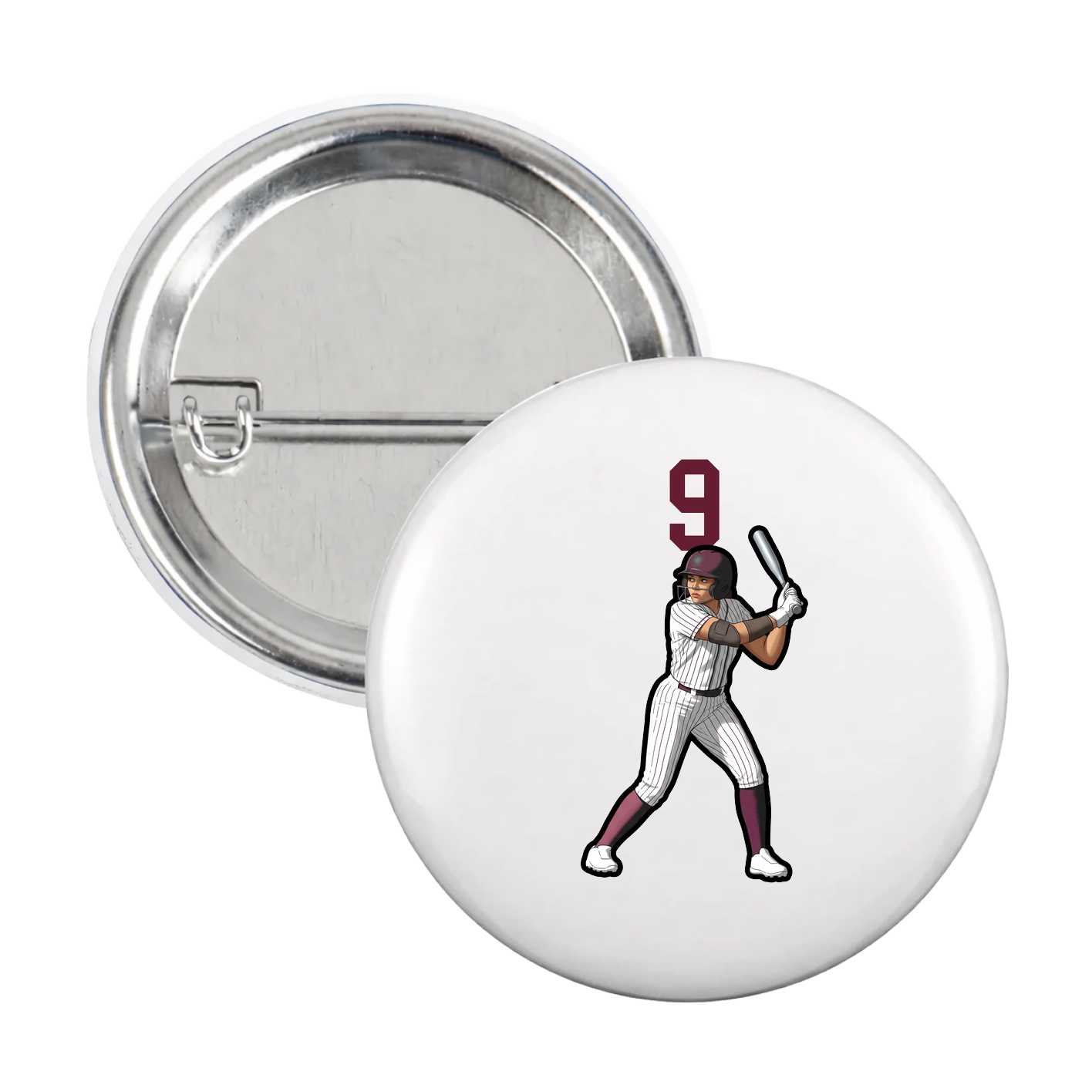 Game Day Button — Number Top in White