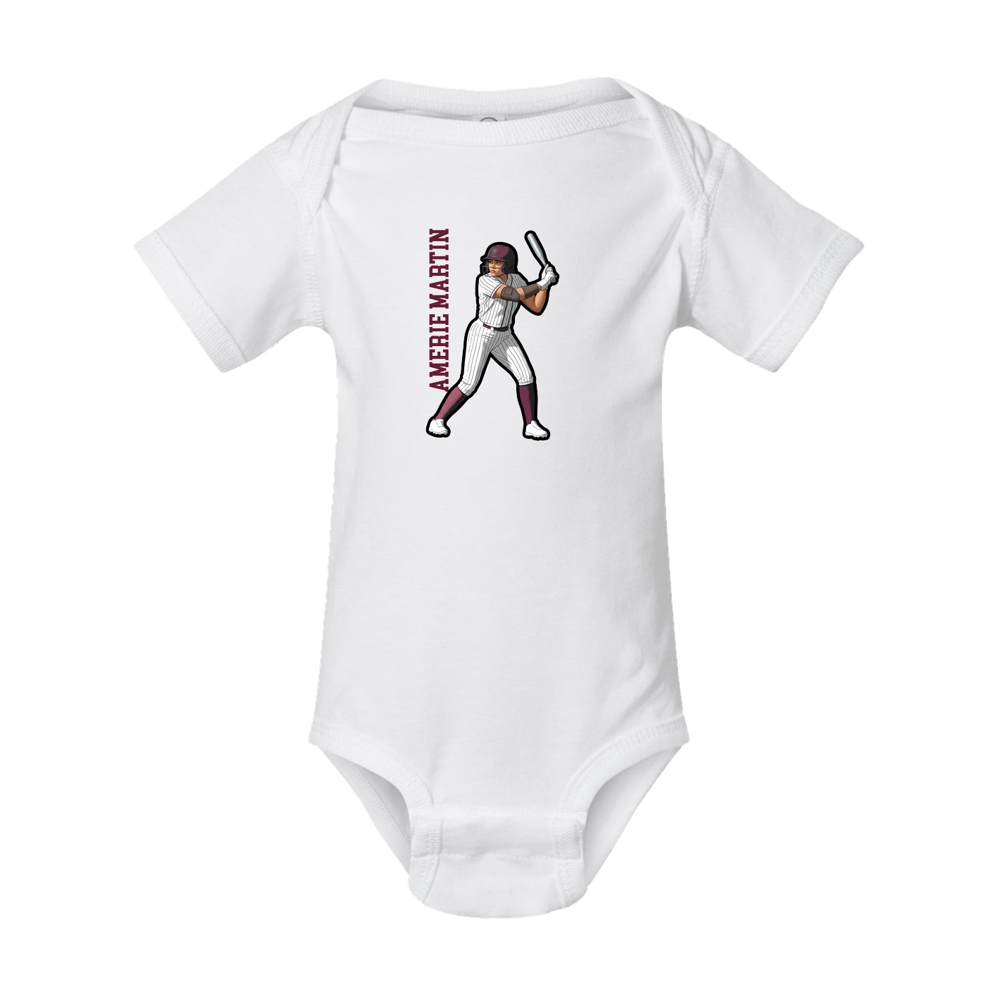 Baby Onesie — Name Vertical in White