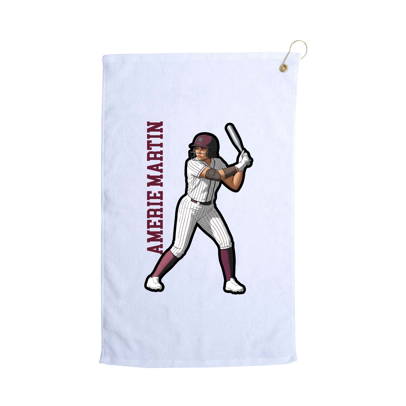 Golf Towel — Name Vertical in White