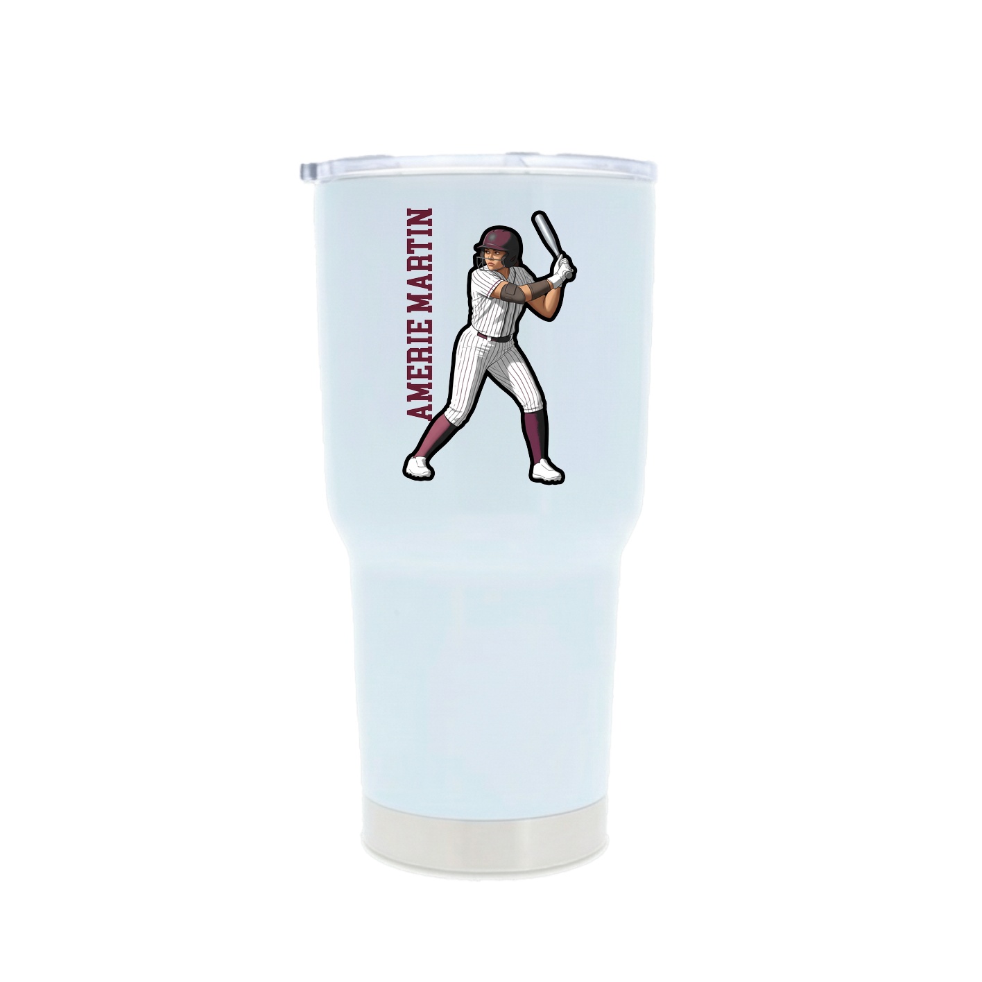 30oz Stainless Steel Tumbler — Name Vertical in White
