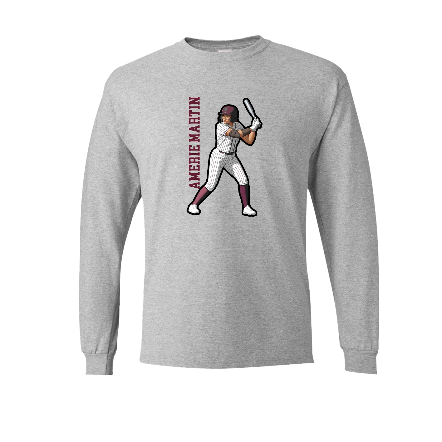 Long Sleeve Tee — Name Vertical in Grey