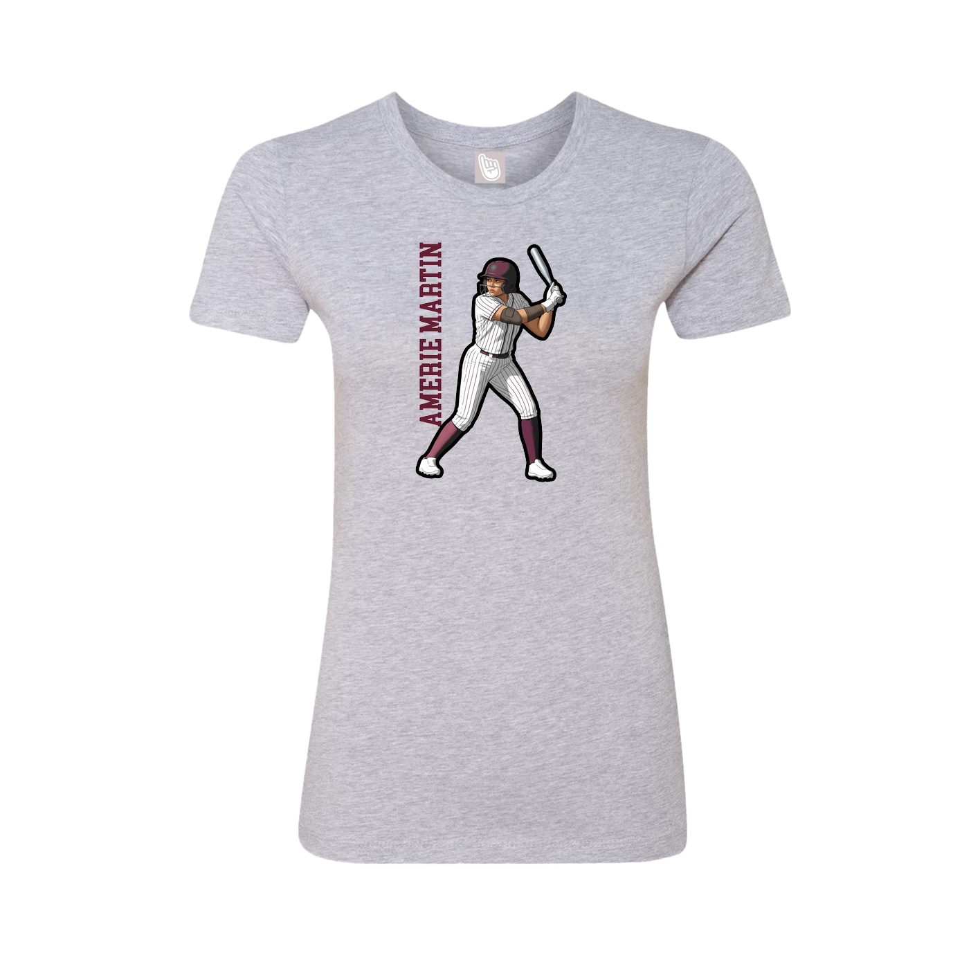 Fitted Women's Tee — Name Vertical in Grey