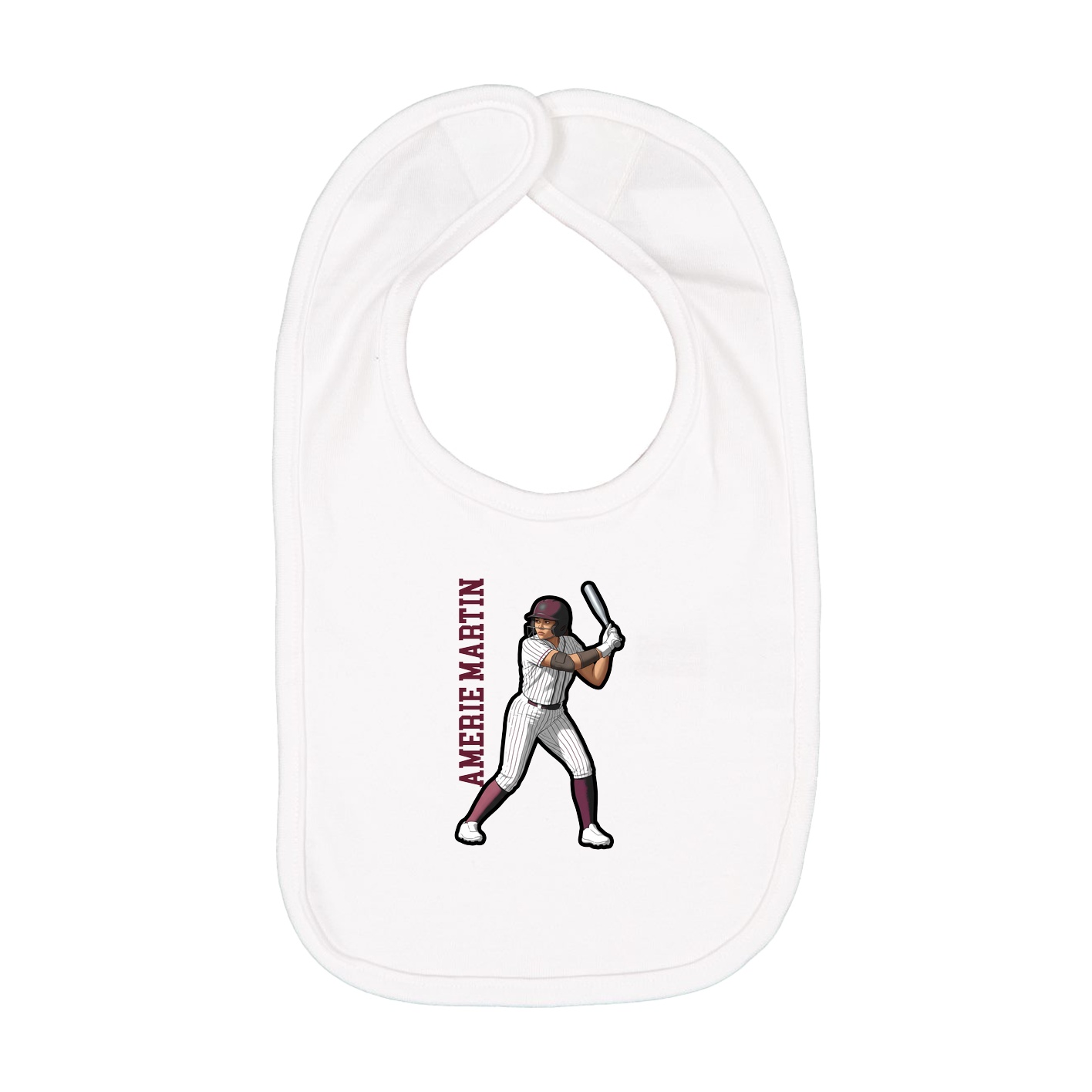 Infant Bib — Name Vertical in White