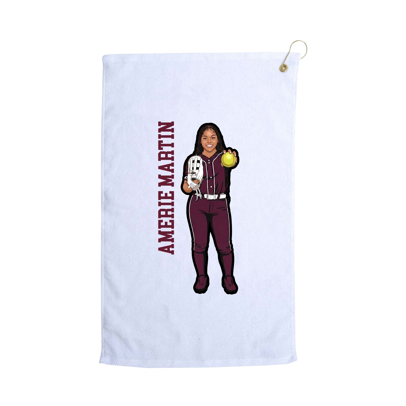 Golf Towel — Name Vertical in White