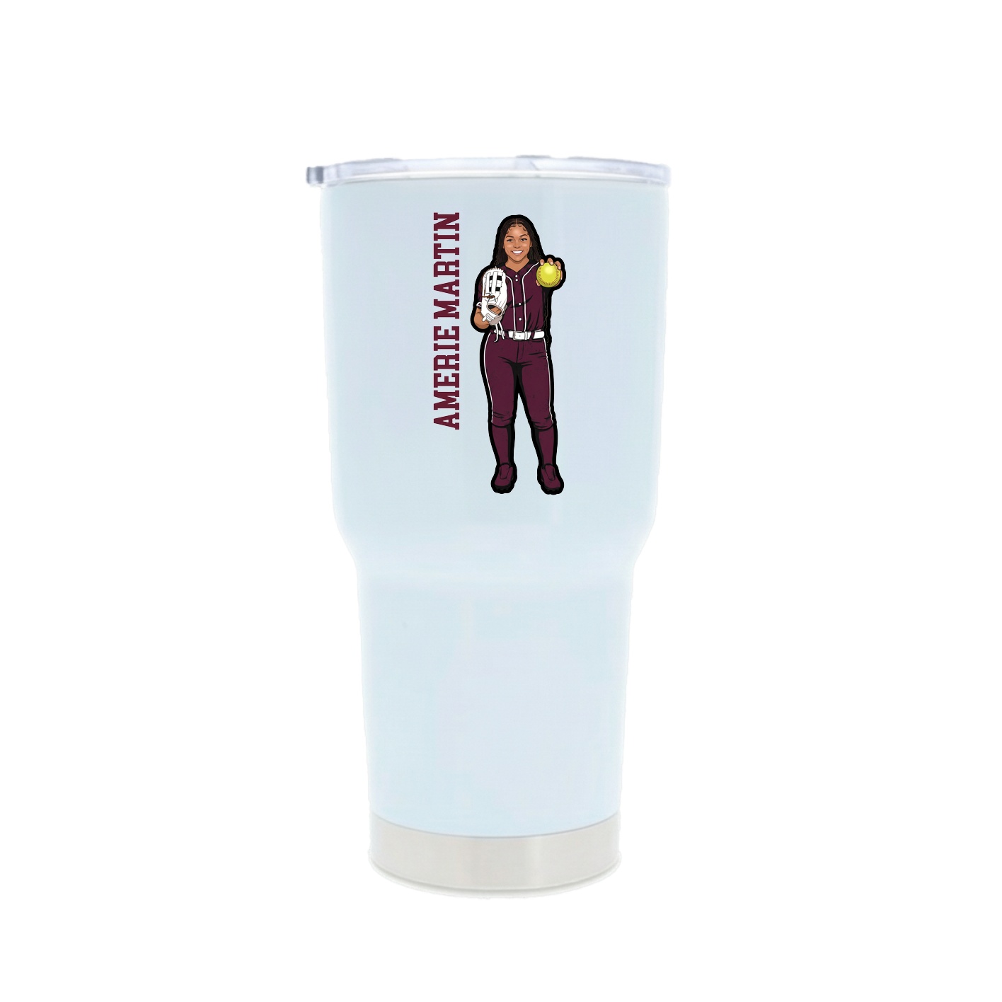 30oz Stainless Steel Tumbler — Name Vertical in White