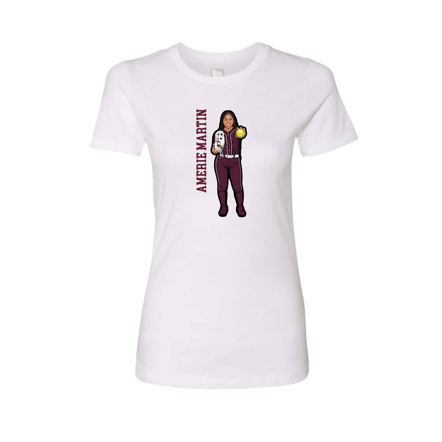 Fitted Women's Tee — Name Vertical in White