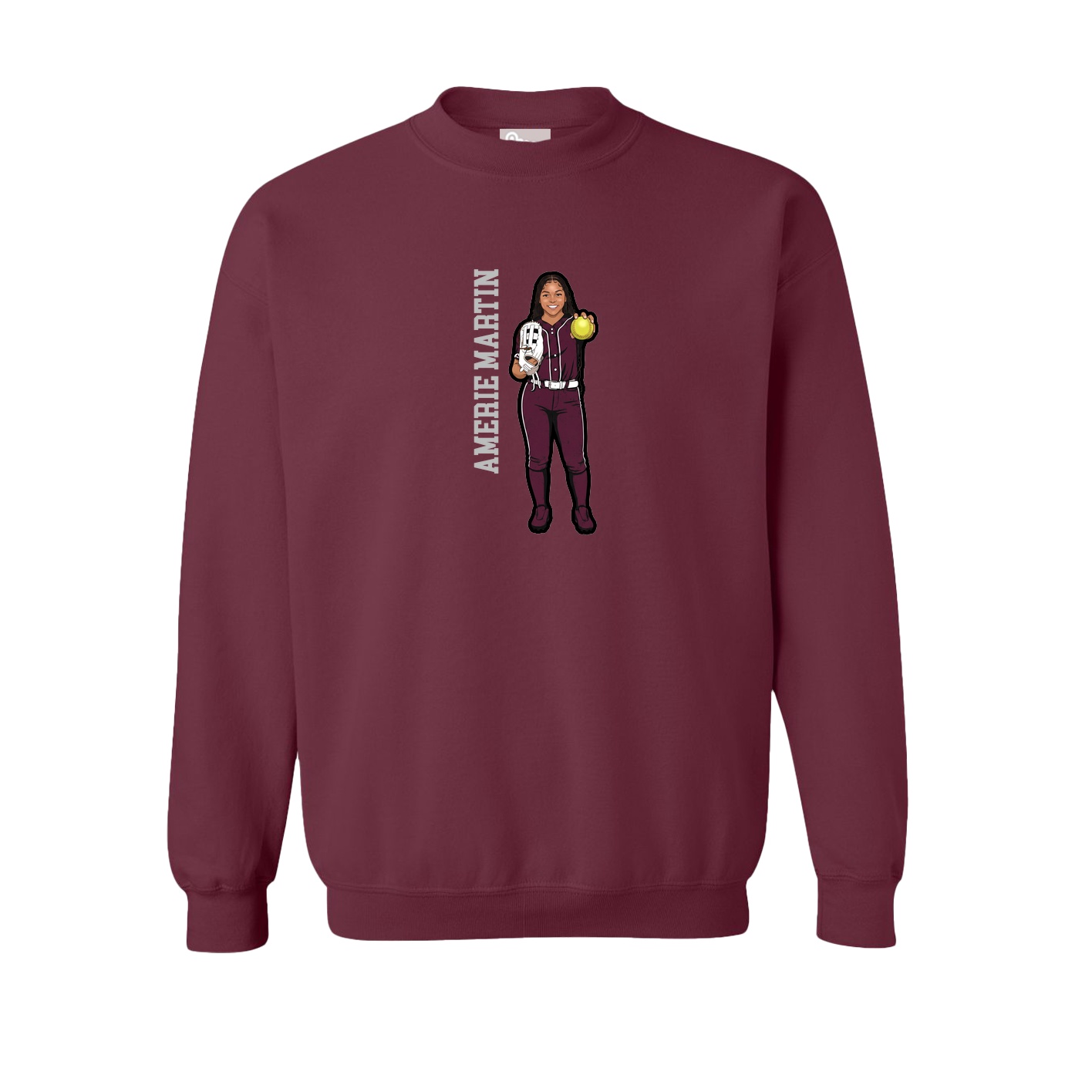Fleece Crew — Name Vertical in Maroon