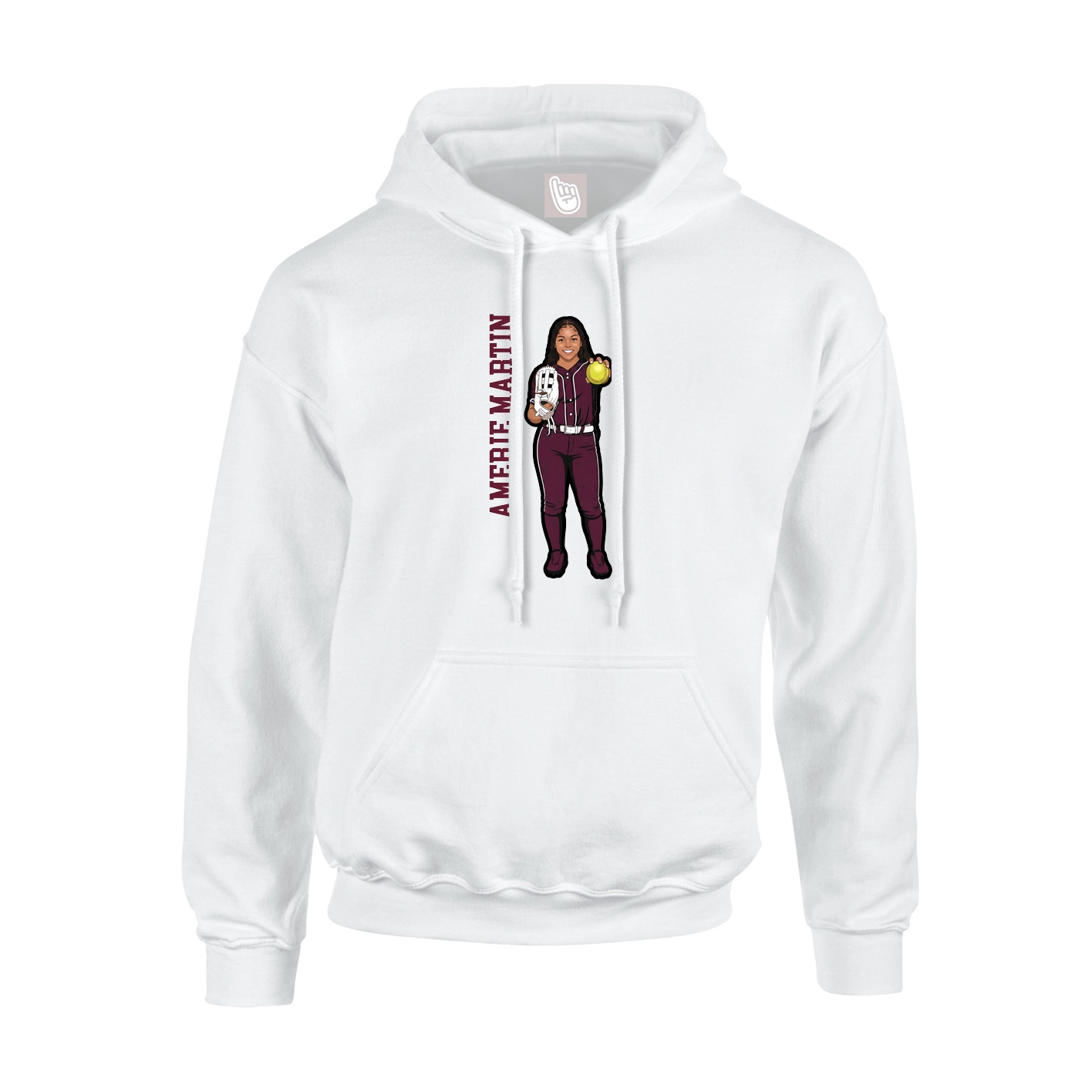 Youth Hoodie — Name Vertical in White