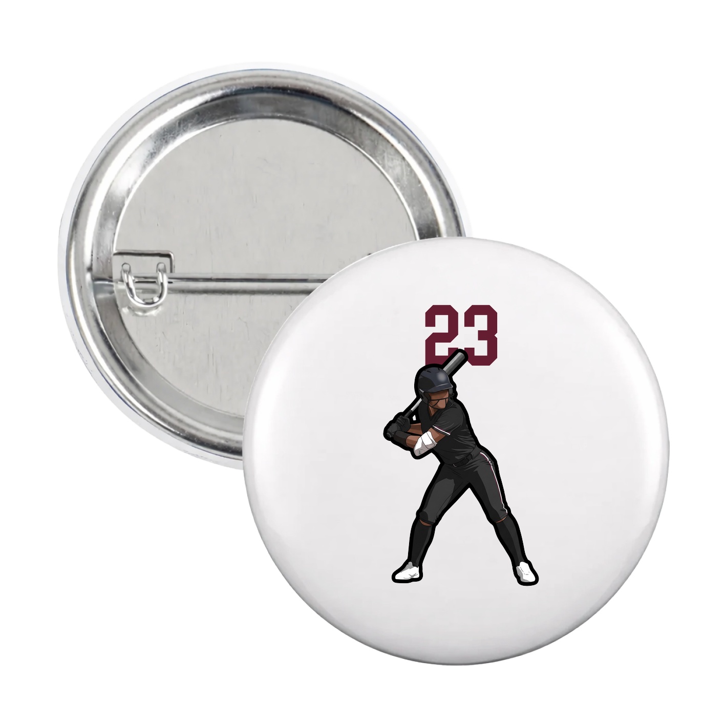 Game Day Button — Number Top in White