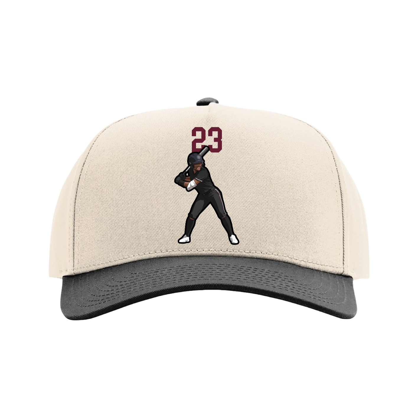 Full Fabric Five-Panel Champ Cap — Number Top in Cream/Black