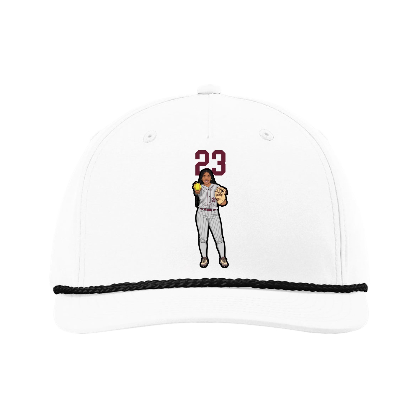 Five-Panel Classic Rope Cap — Number Top in White