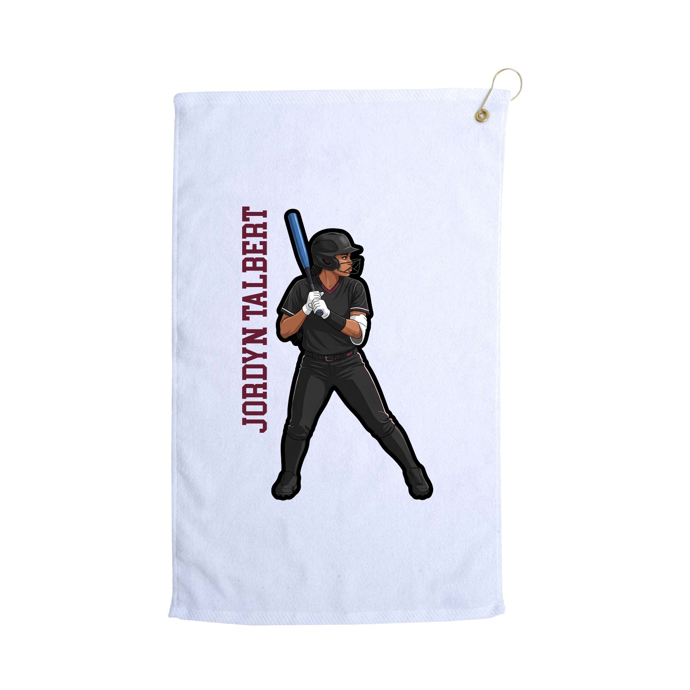 Golf Towel — Name Vertical in White