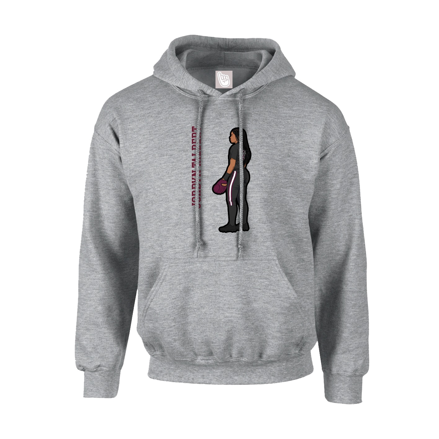 Hoodie — Name Vertical in Grey