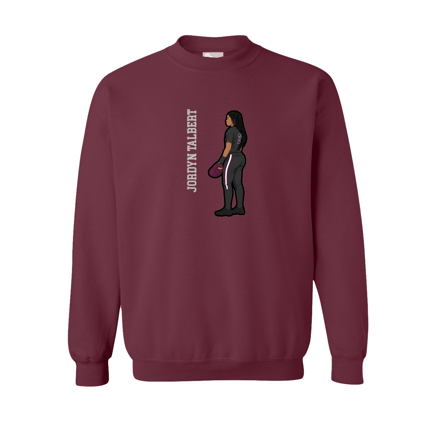 Fleece Crew — Name Vertical in Maroon