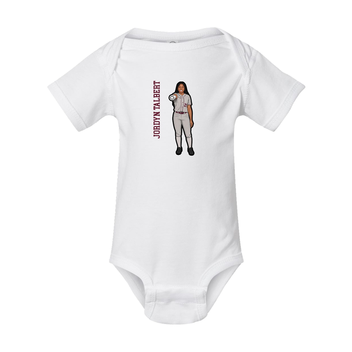 Baby Onesie — Name Vertical in White