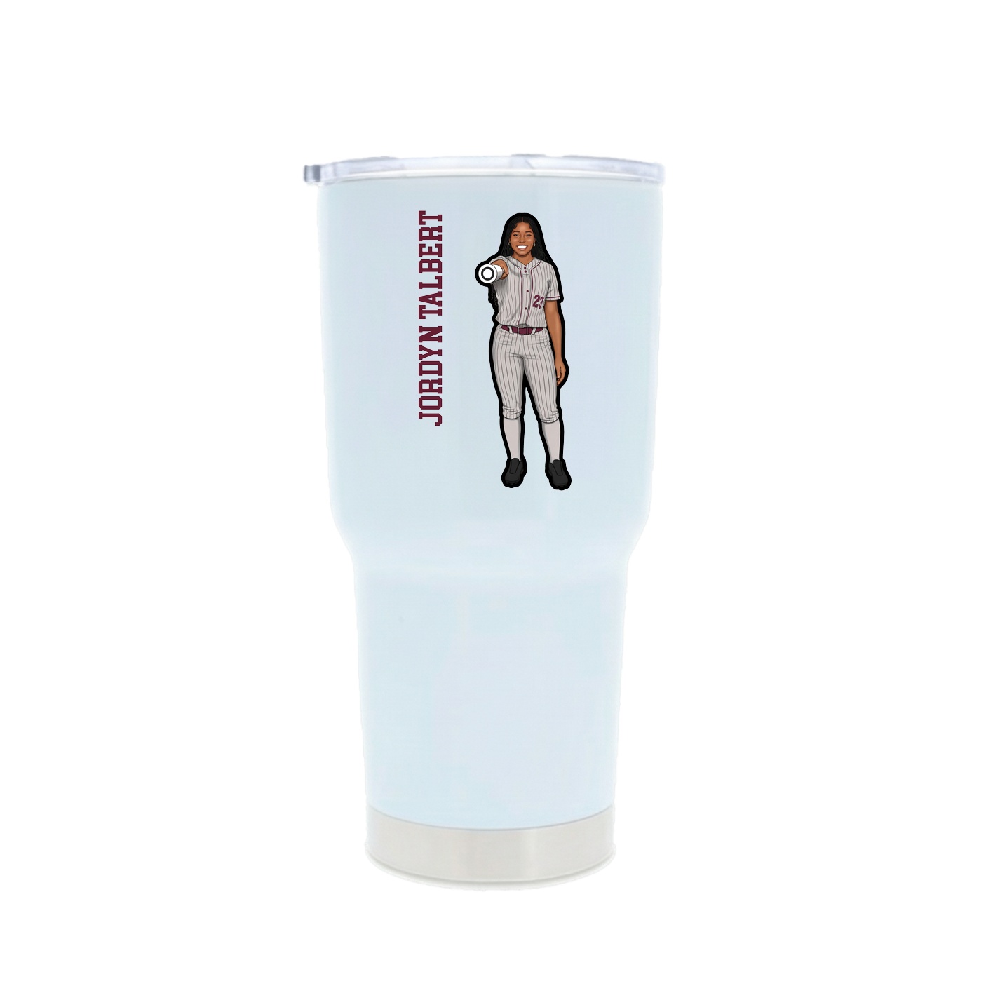 30oz Stainless Steel Tumbler — Name Vertical in White