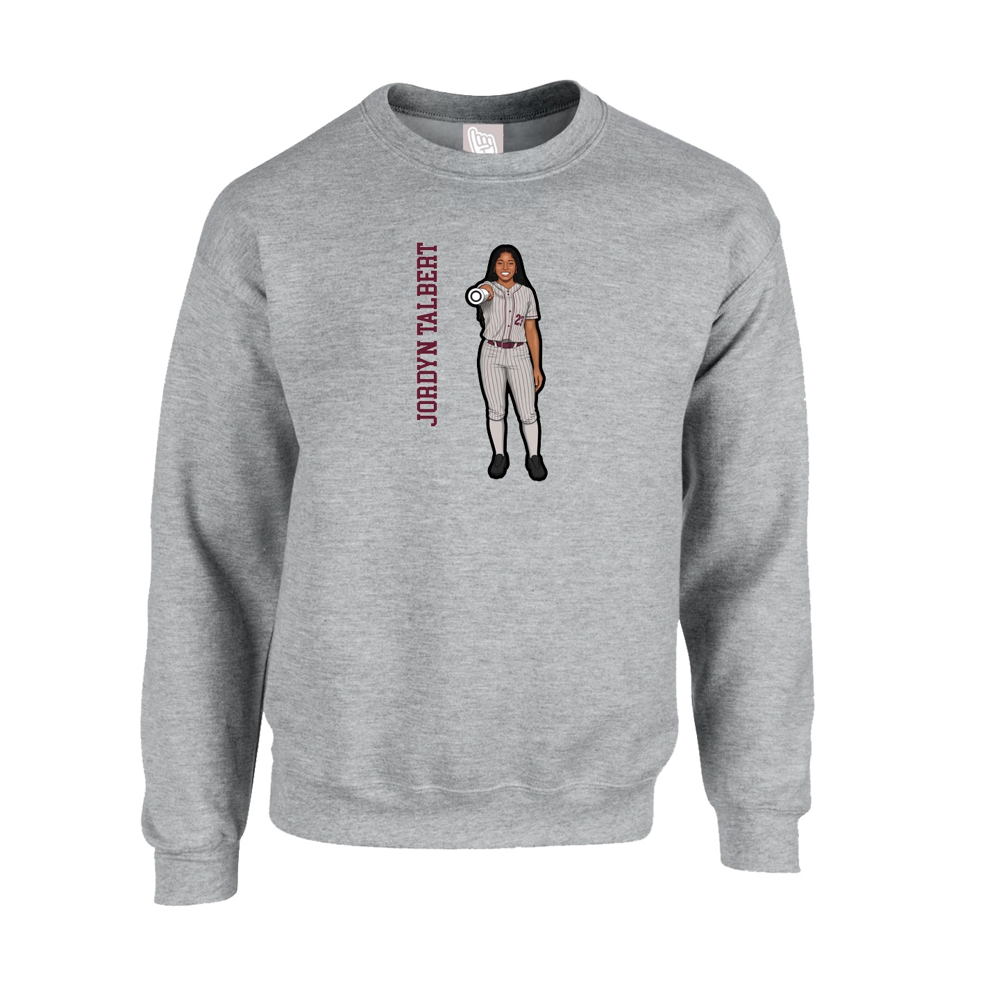 Fleece Crew — Name Vertical in Grey