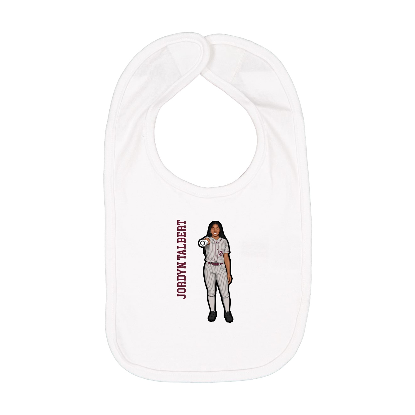 Infant Bib — Name Vertical in White