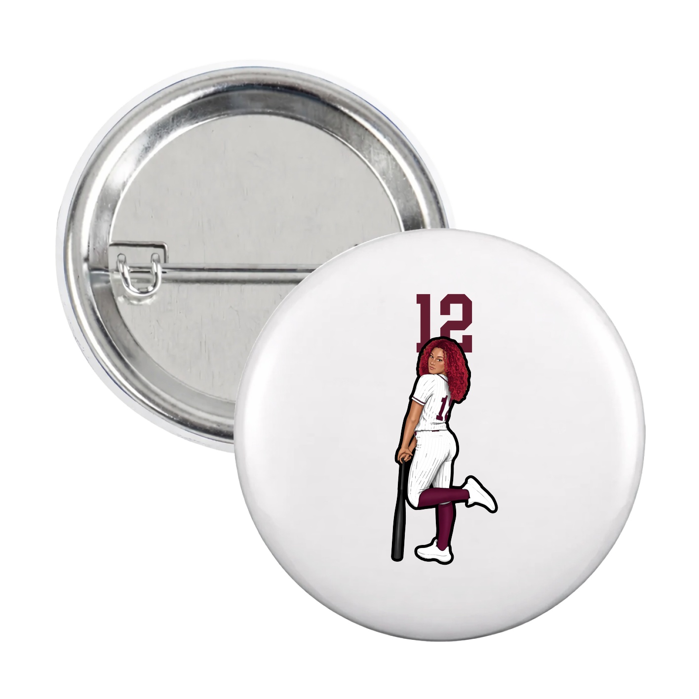 Game Day Button — Number Top in White