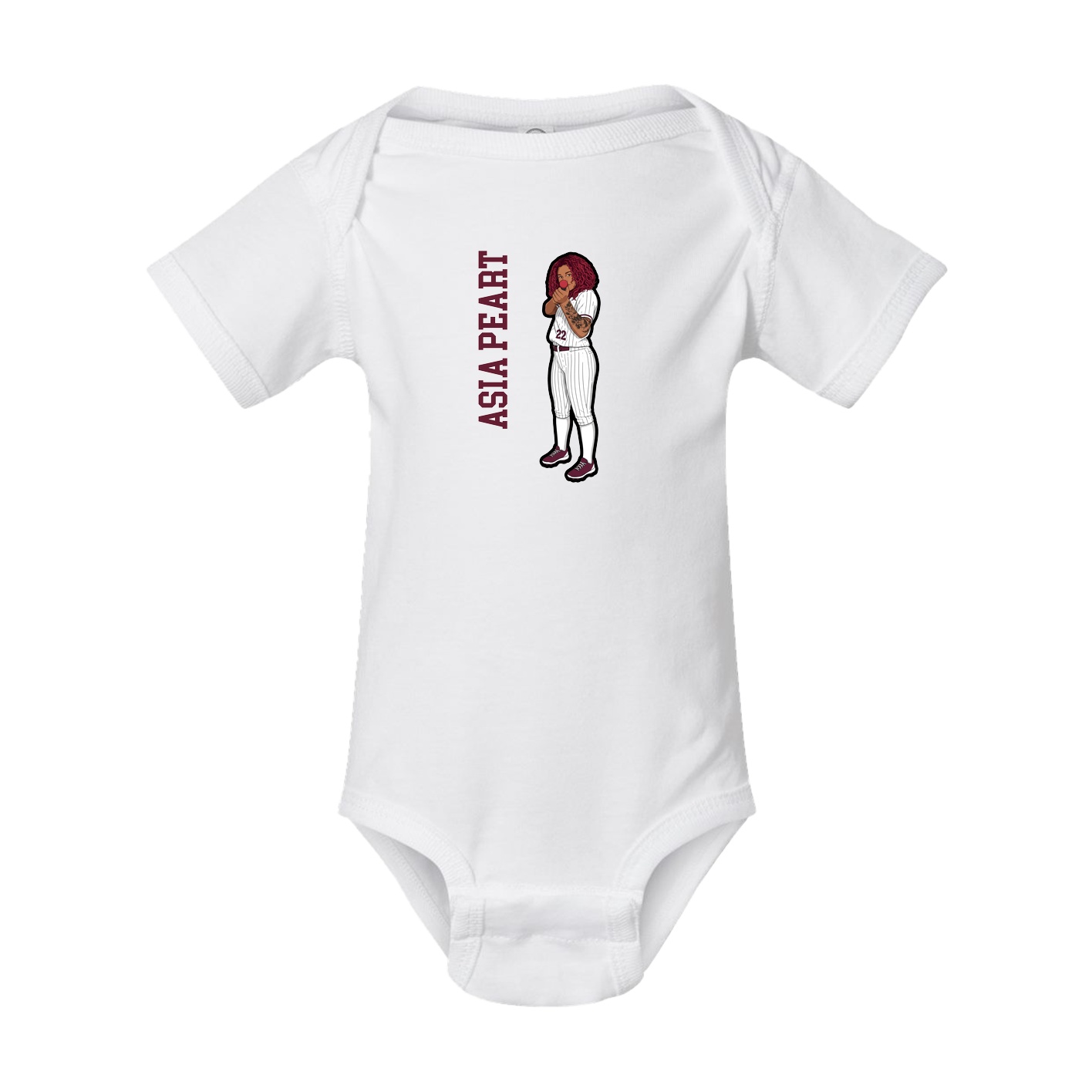 Baby Onesie — Name Vertical in White
