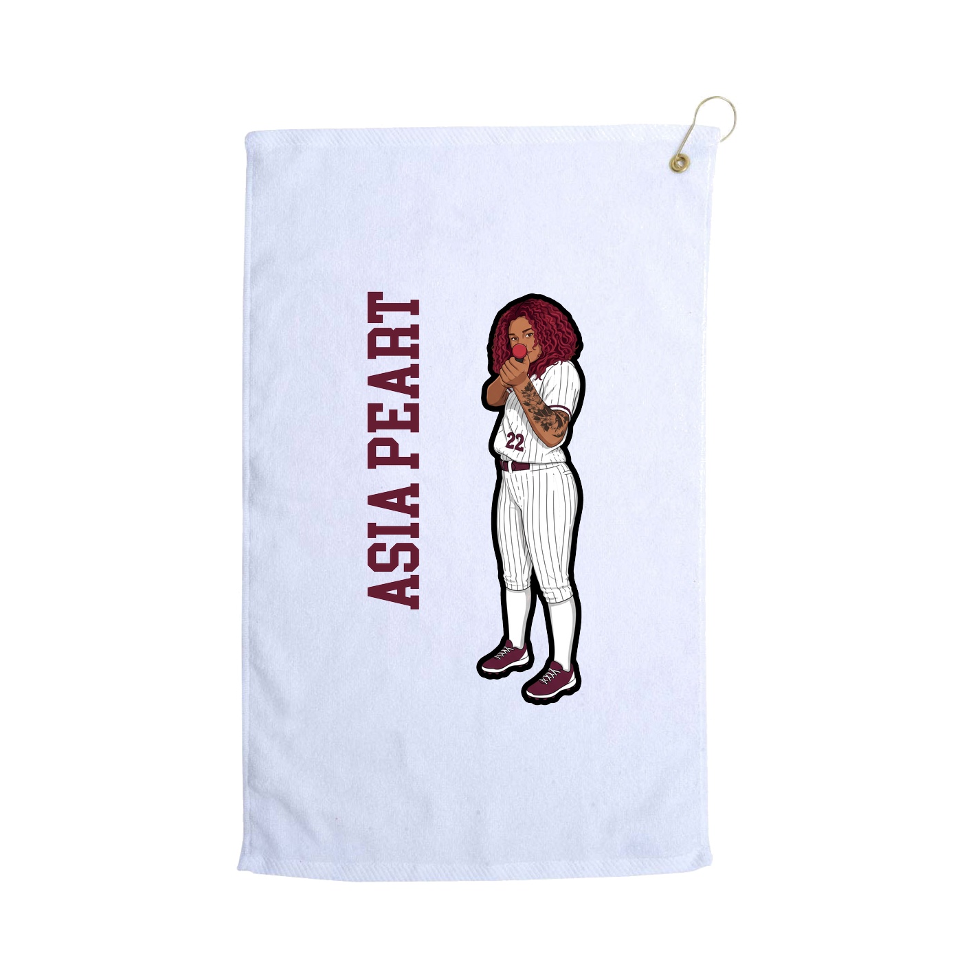 Golf Towel — Name Vertical in White