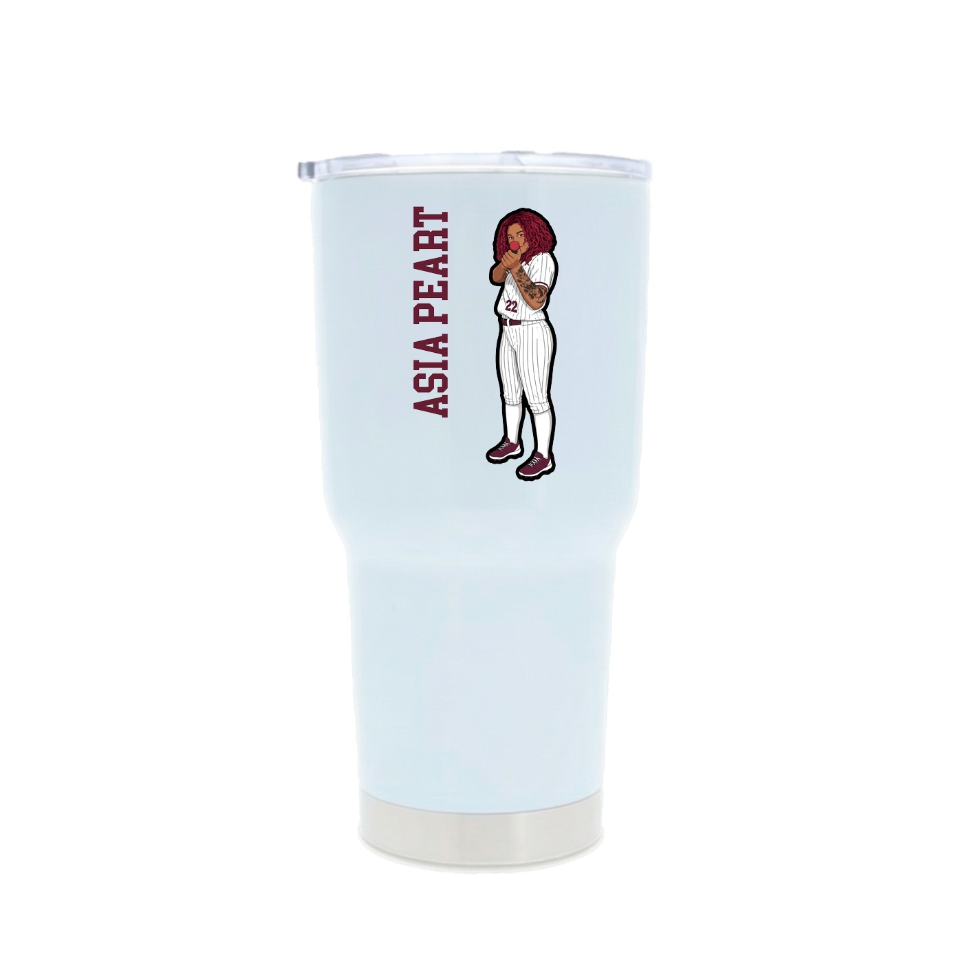 30oz Stainless Steel Tumbler — Name Vertical in White