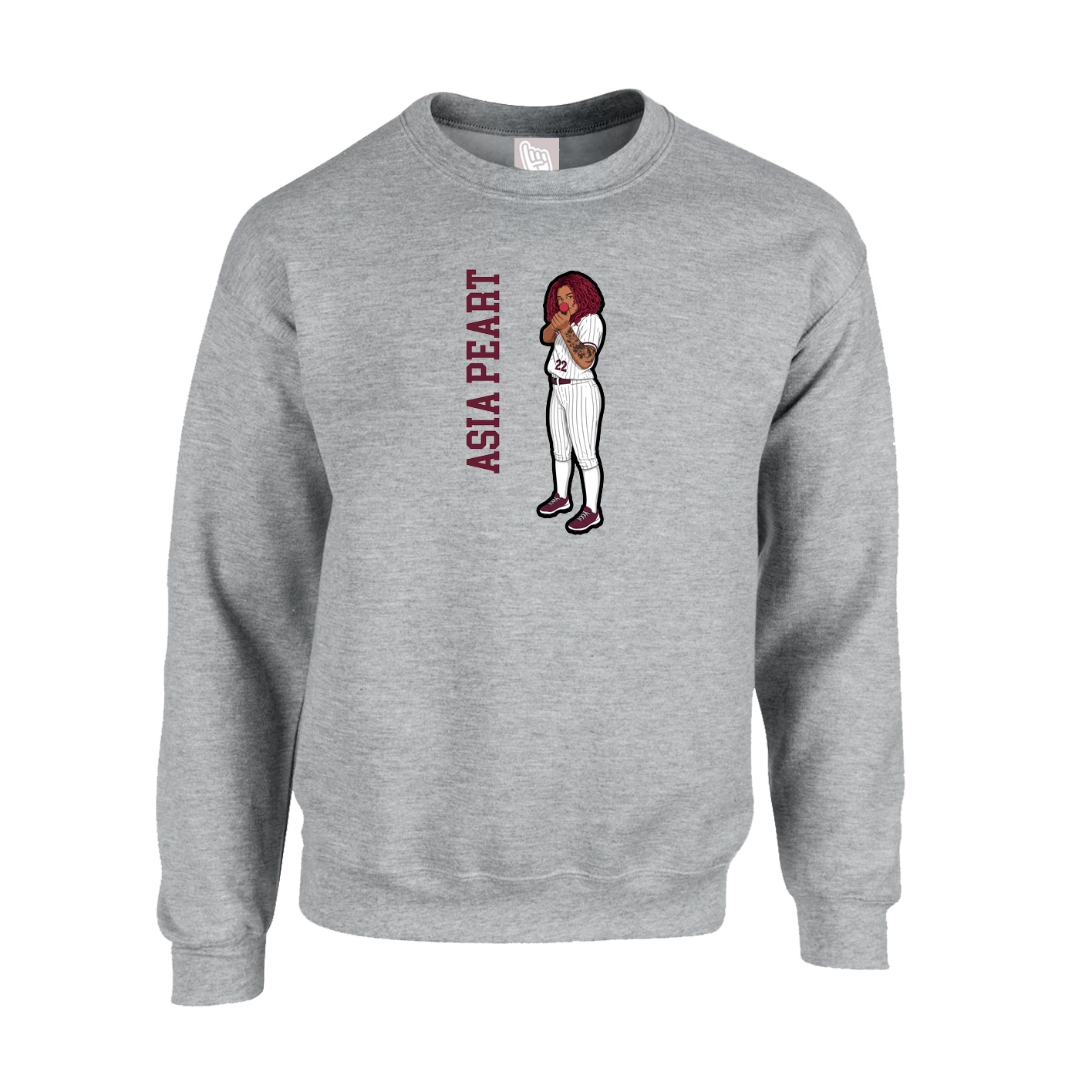 Fleece Crew — Name Vertical in Grey
