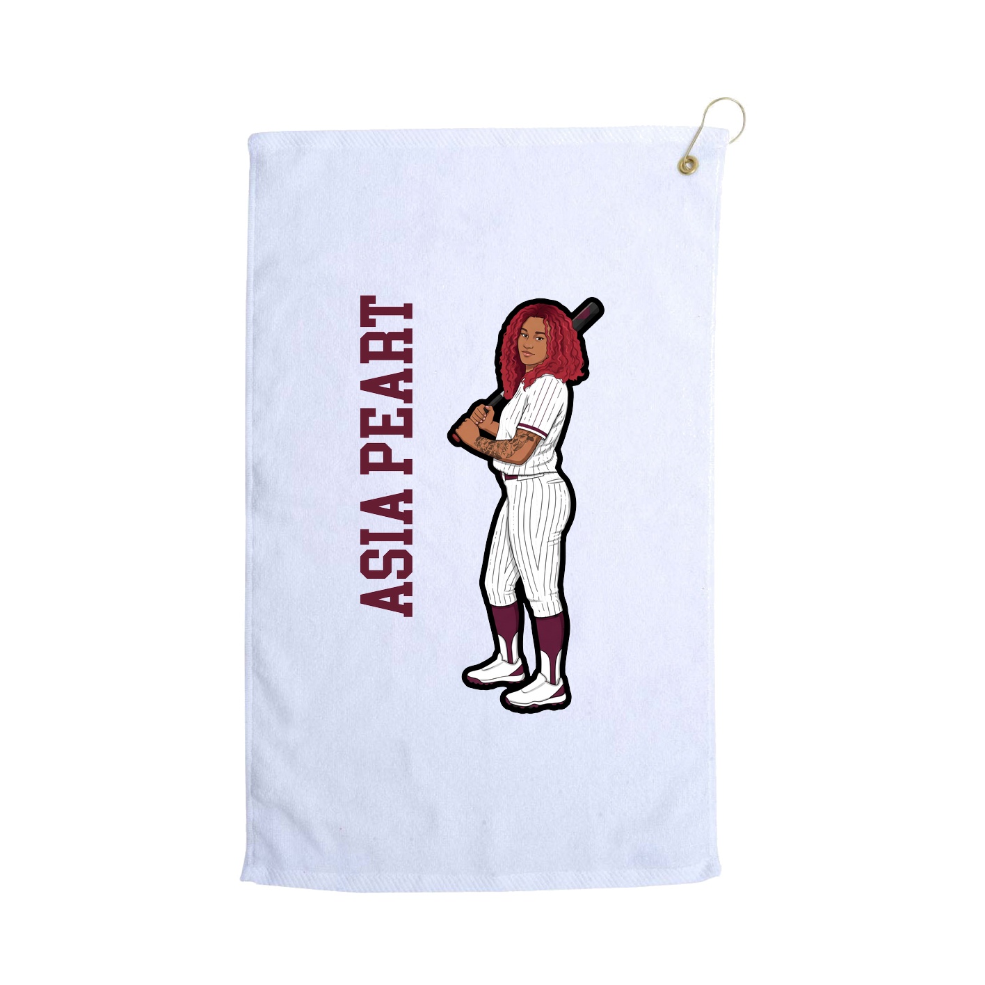 Golf Towel — Name Vertical in White