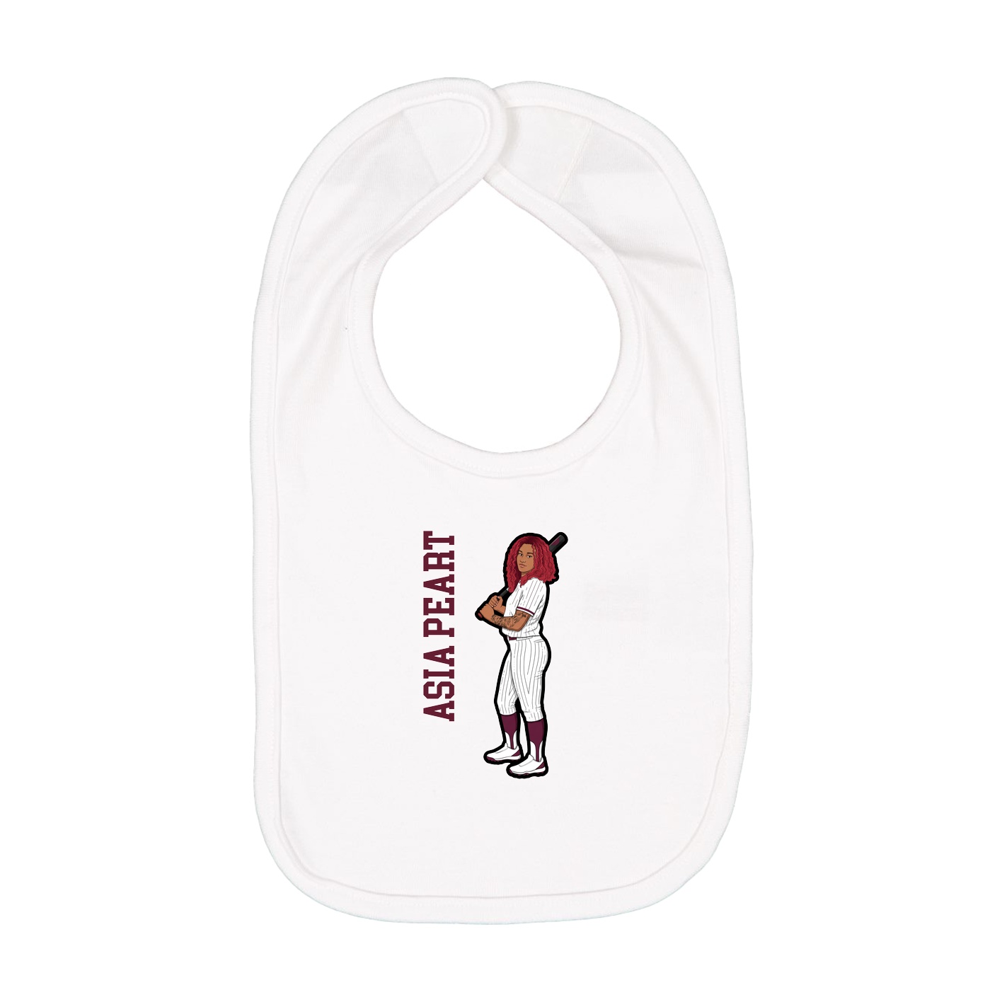 Infant Bib — Name Vertical in White