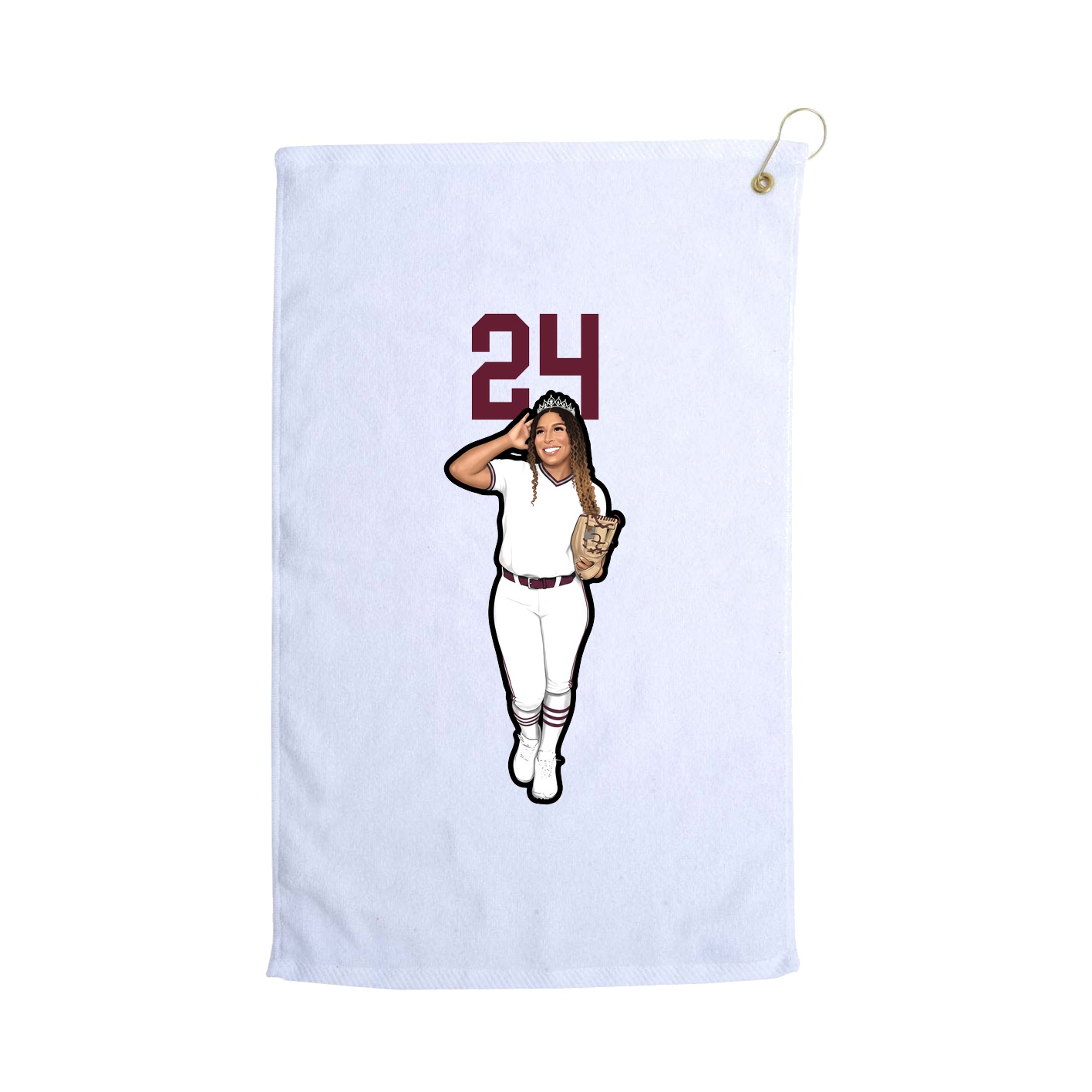 Golf Towel — Number Top in White