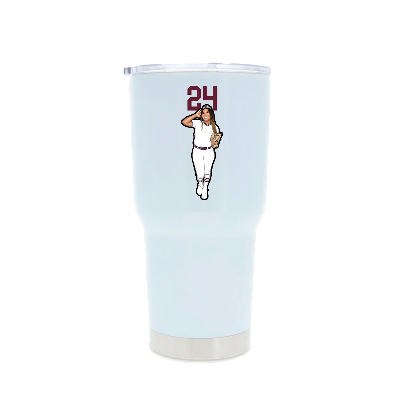 30oz Stainless Steel Tumbler — Number Top in White