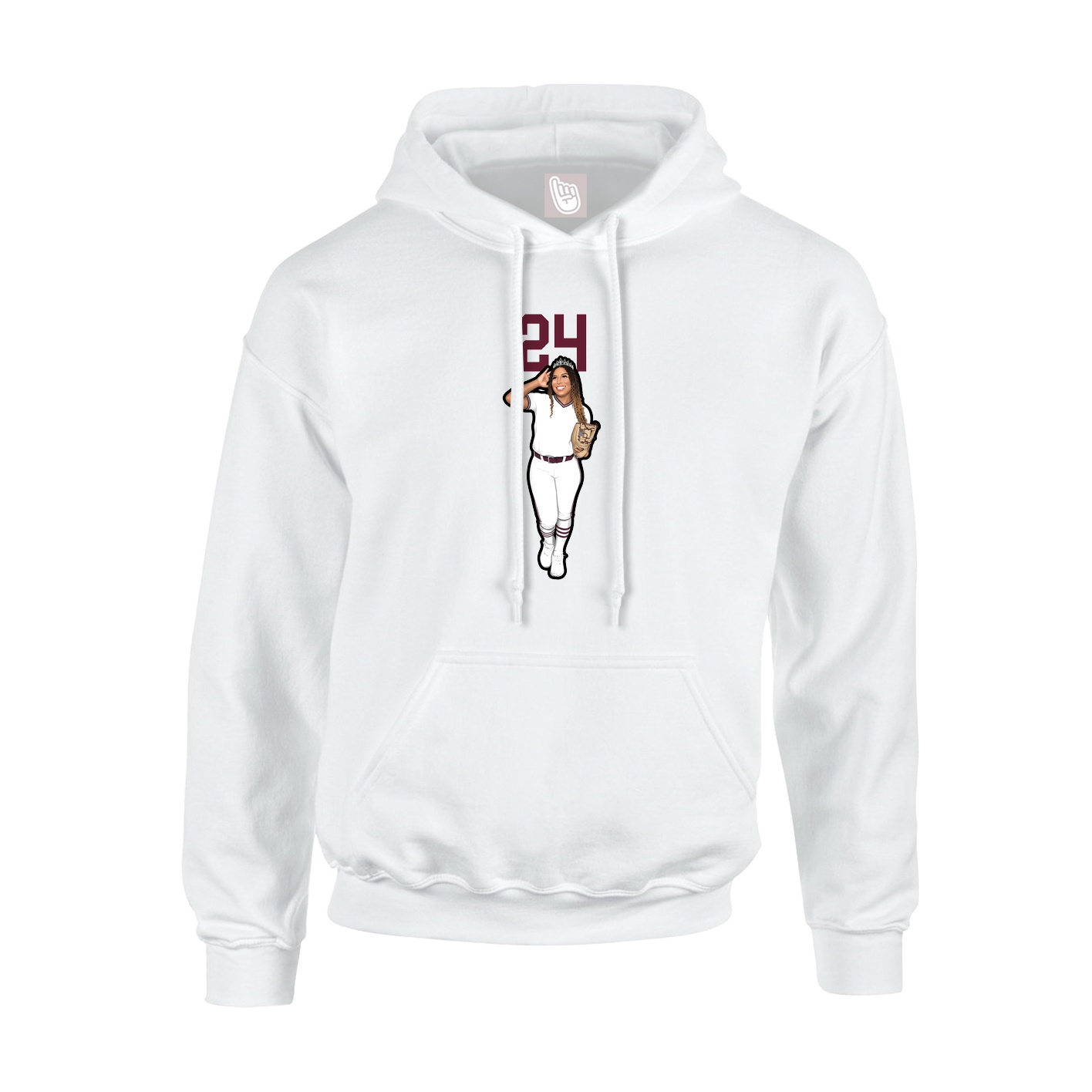 Youth Hoodie — Number Top in White