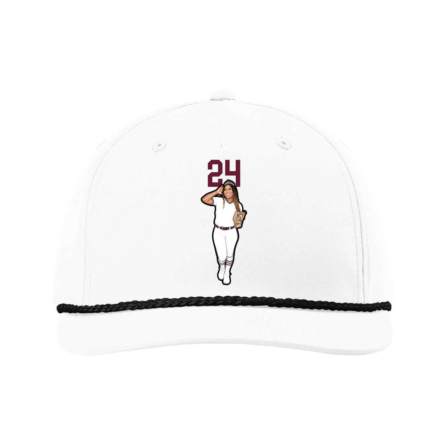 Five-Panel Classic Rope Cap — Number Top in White