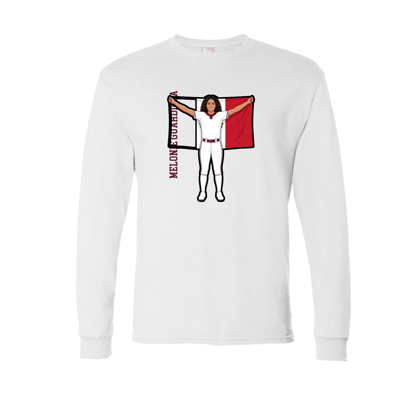 Long Sleeve Tee — Name Vertical in White
