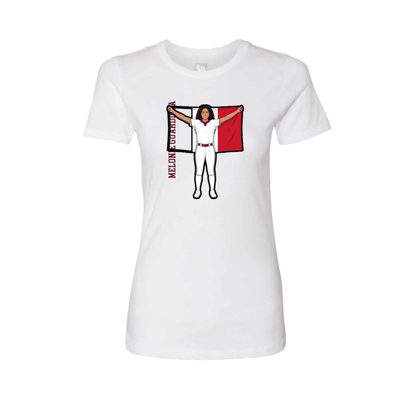 Fitted Women's Tee — Name Vertical in White