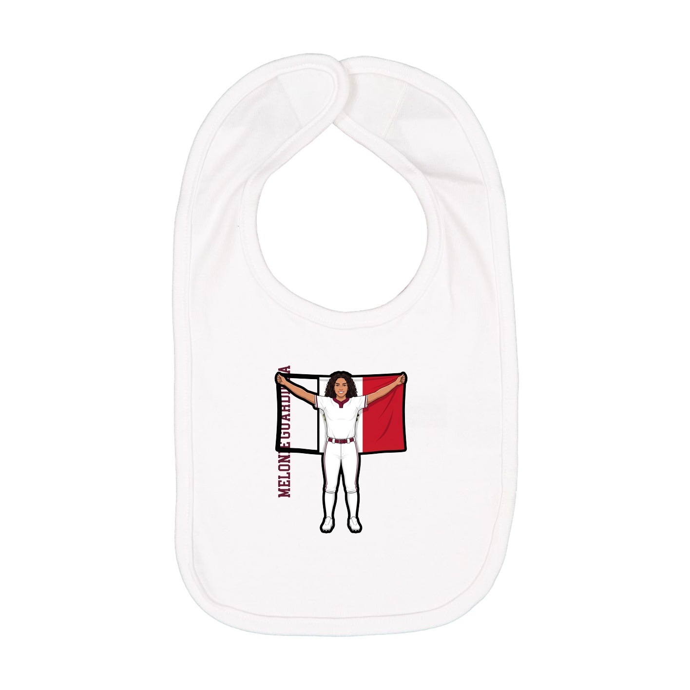 Infant Bib — Name Vertical in White