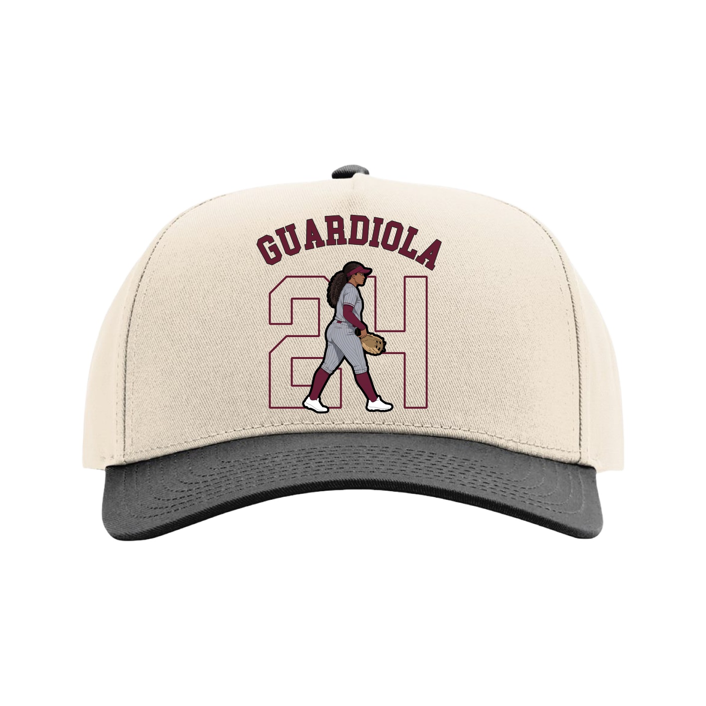 Full Fabric Five-Panel Champ Cap — Shirsey Arch in Cream/Black