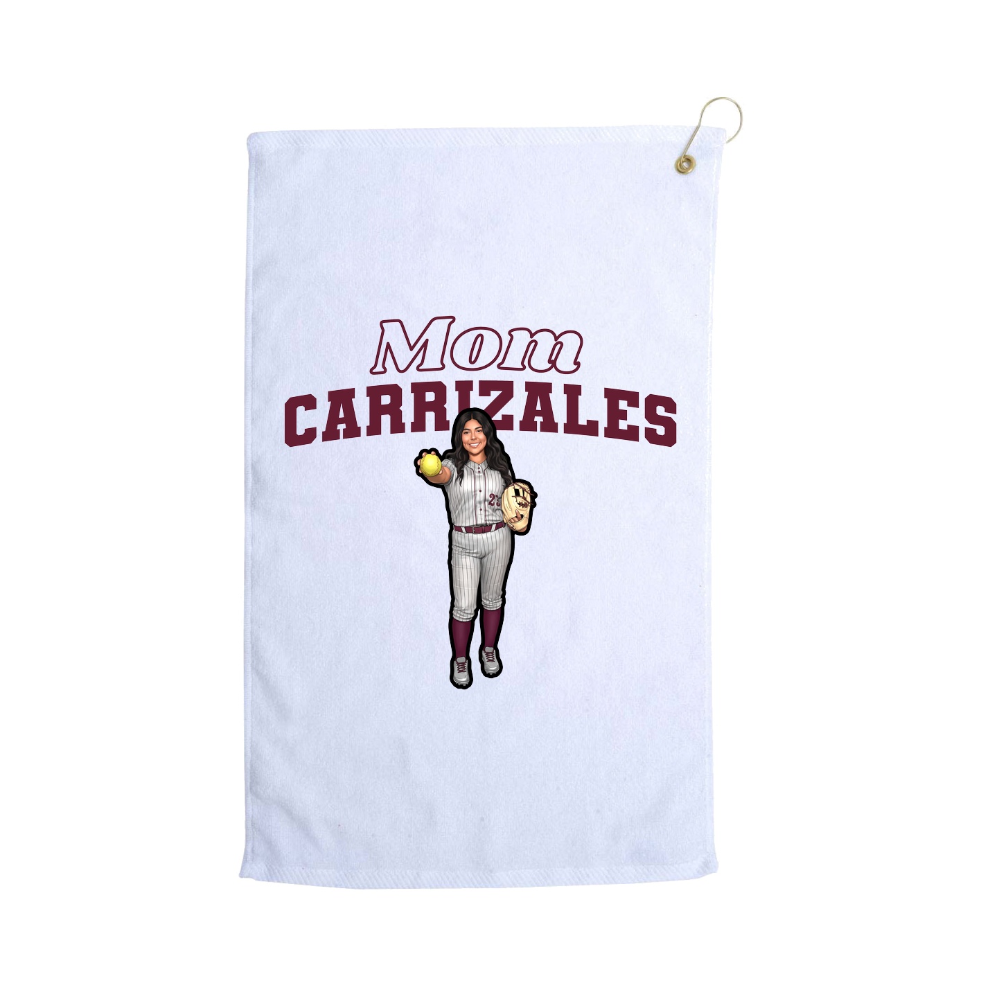 Golf Towel — Mothers Day Block in White