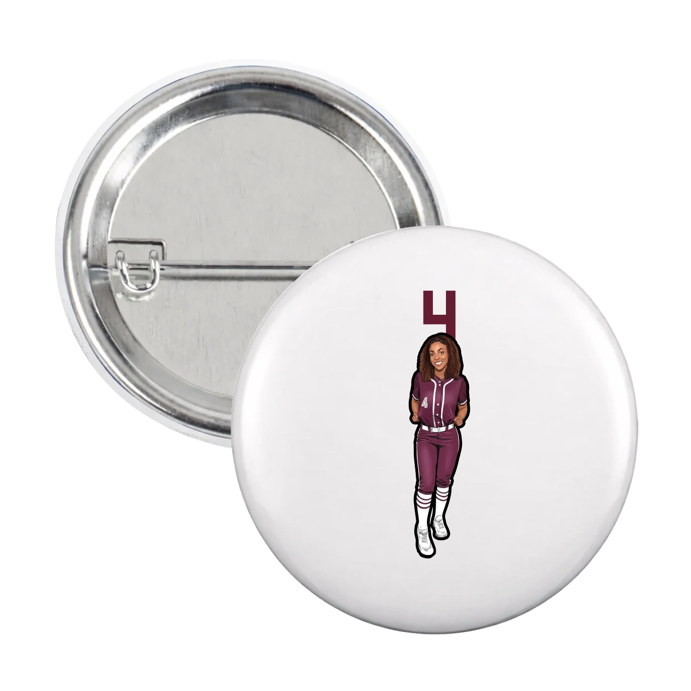 Game Day Button — Number Top in White